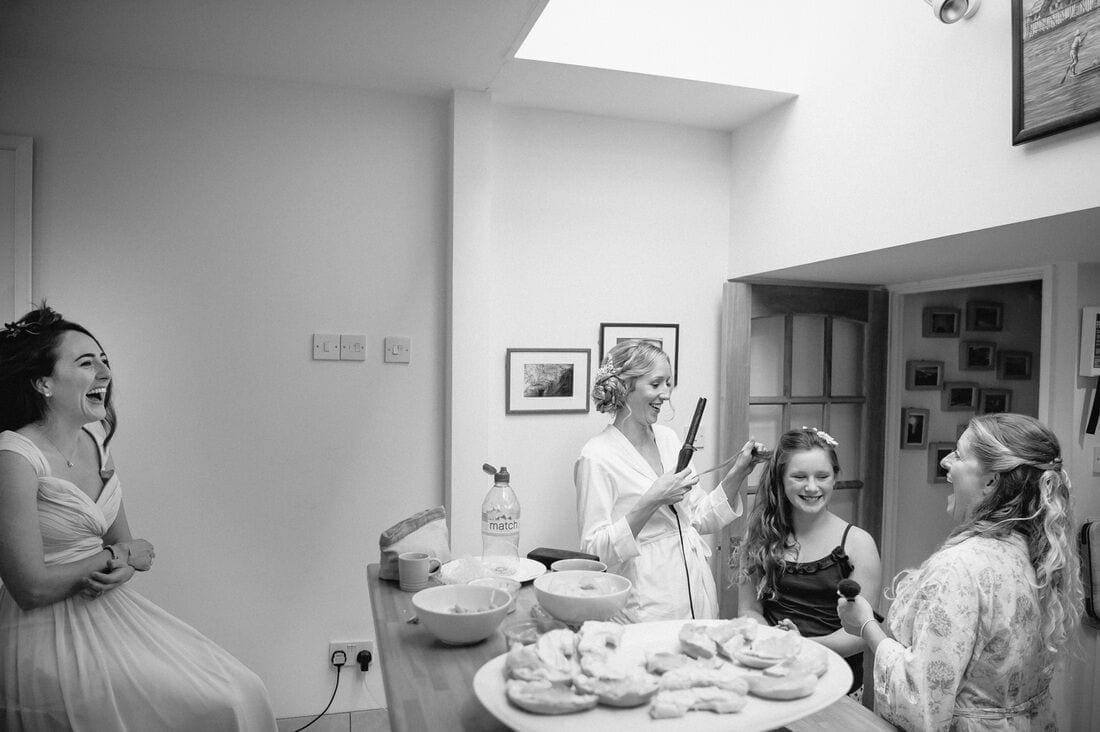 girls getting ready on the wedding morning