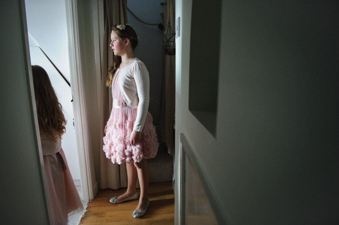 flower girls waiting for the bride