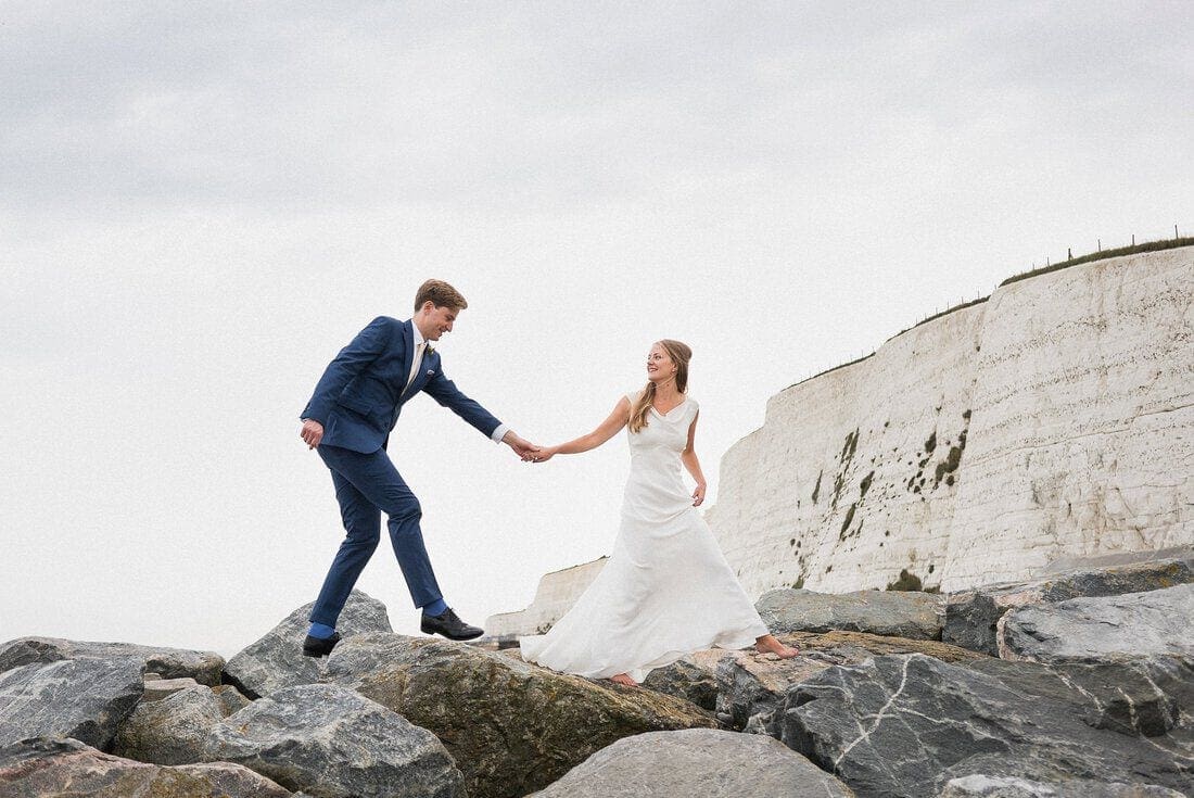 a dramatic wedding portrait on the south coast
