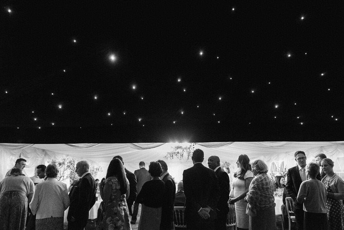 the wedding marquee at night