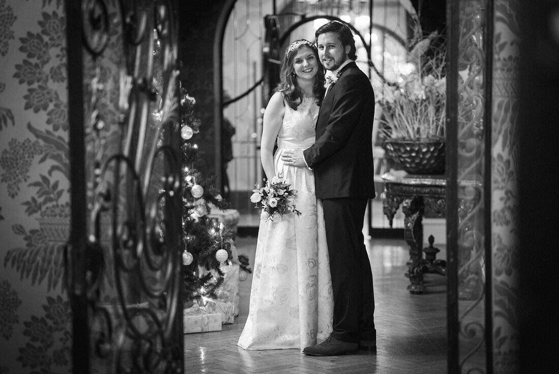 winter wedding portrait at Pennyhill Park