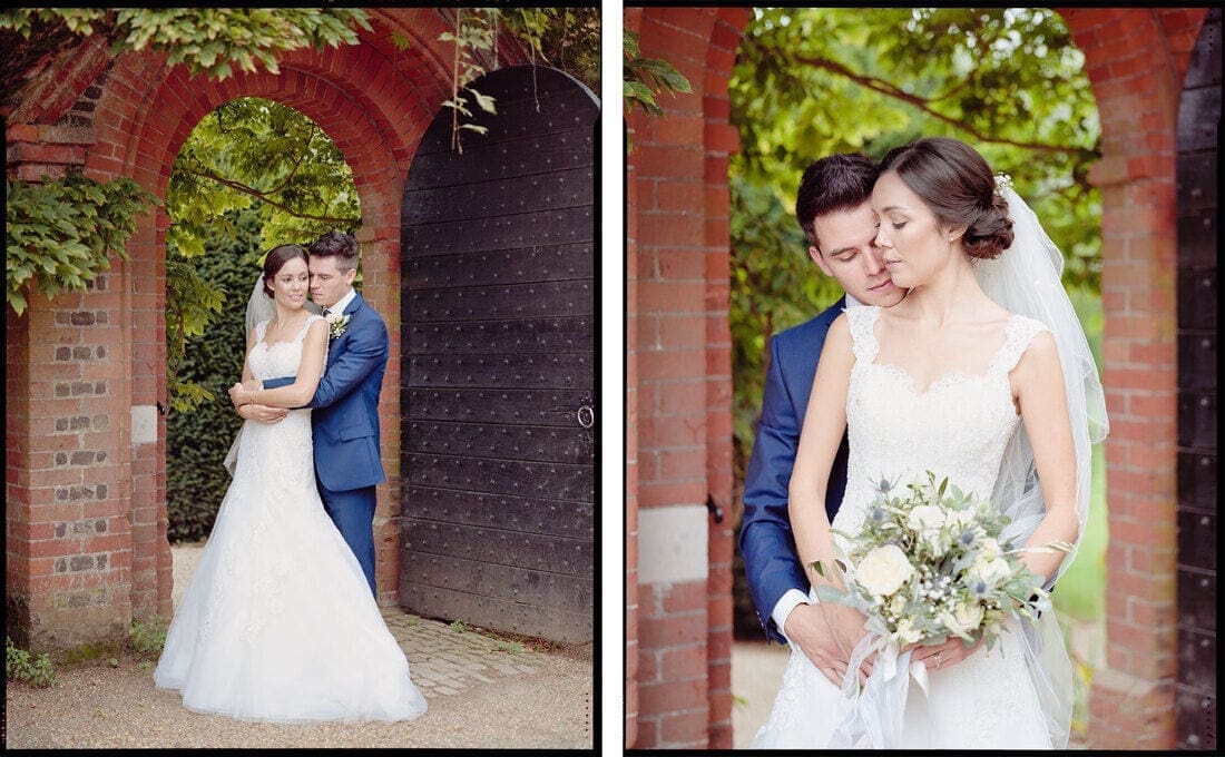 anna and ben pose for portraits at Loseley Park in Surrey