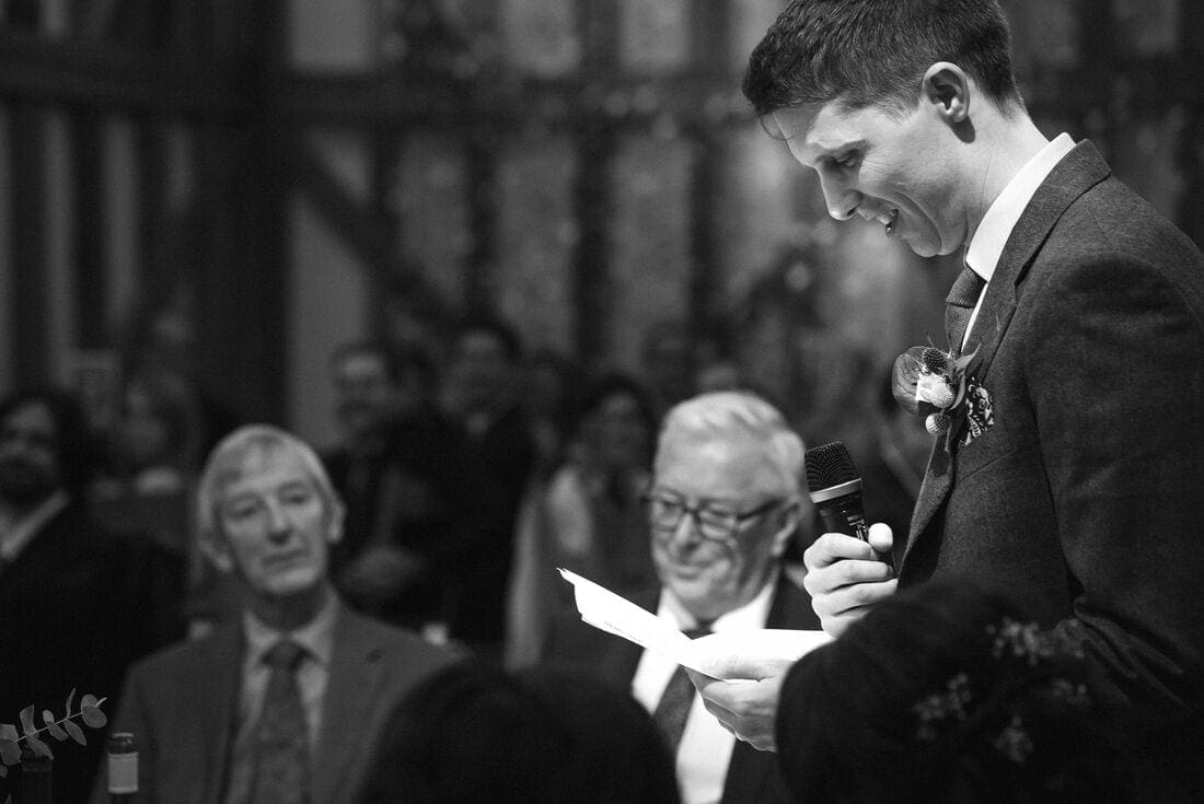 the groom gives his wedding speech