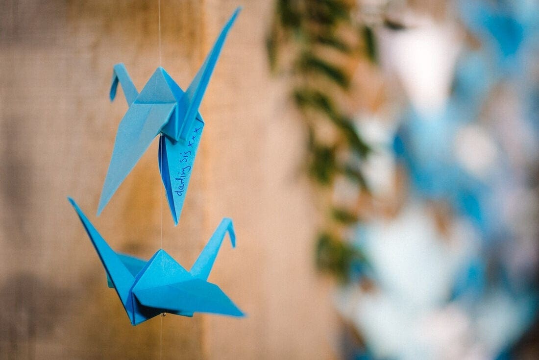 a message on the paper cranes