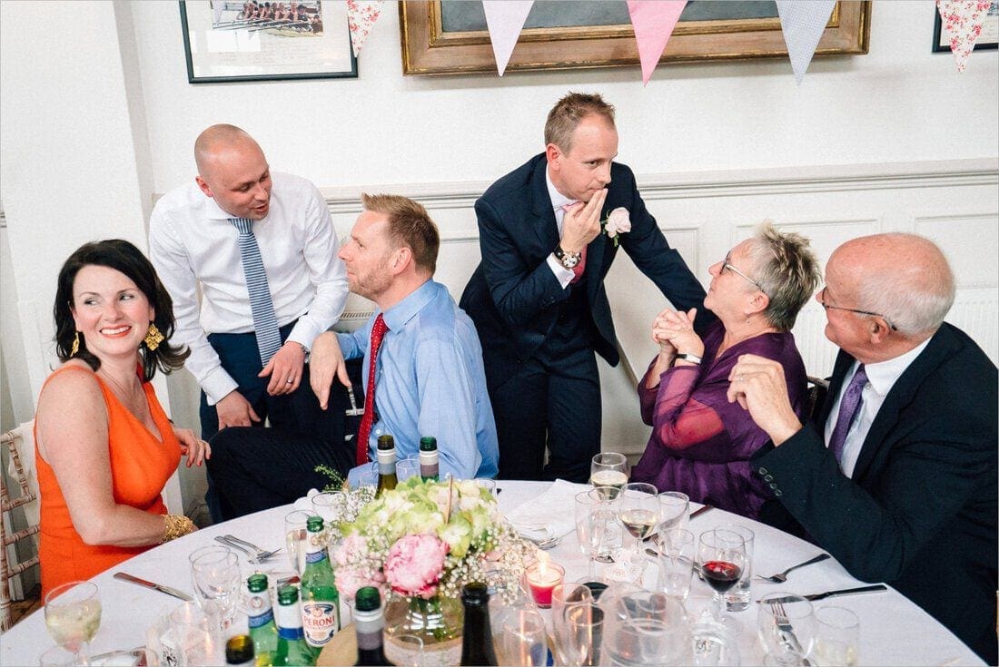 gossiping wedding guests