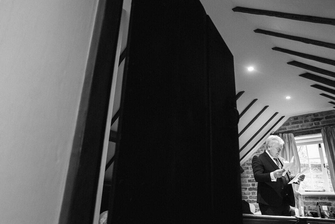 dad makes his final checks of the speech