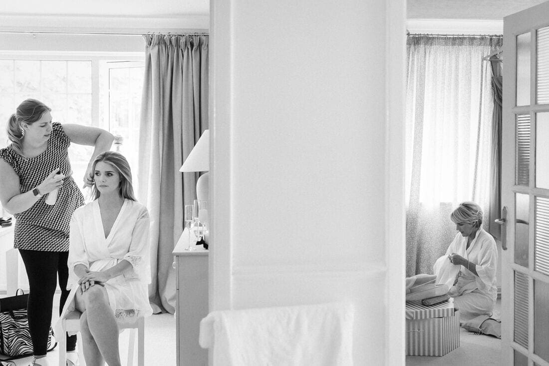 mother and daughter on the morning of the wedding