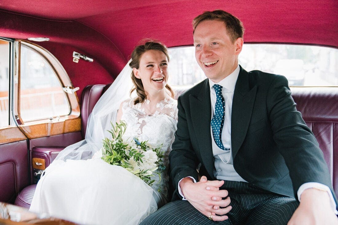 the married couple on their way to the Thames Rowing Club Putney