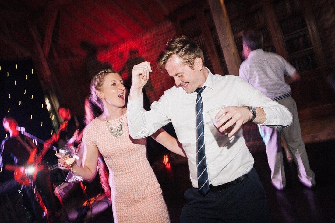 partying wedding guests