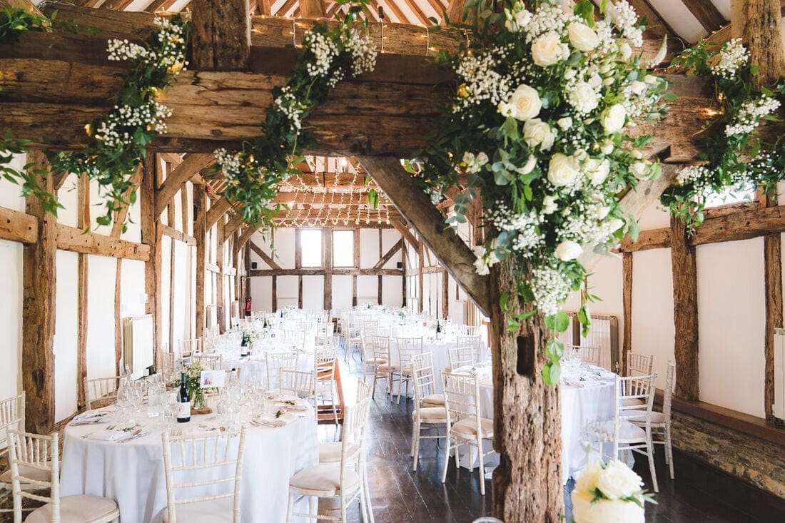 the tithe barn at Loseley Park wedding venue in Guildford