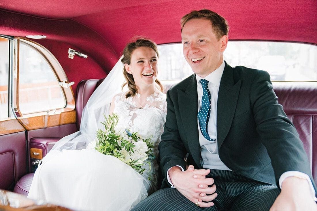 the bride and groom after their wedding