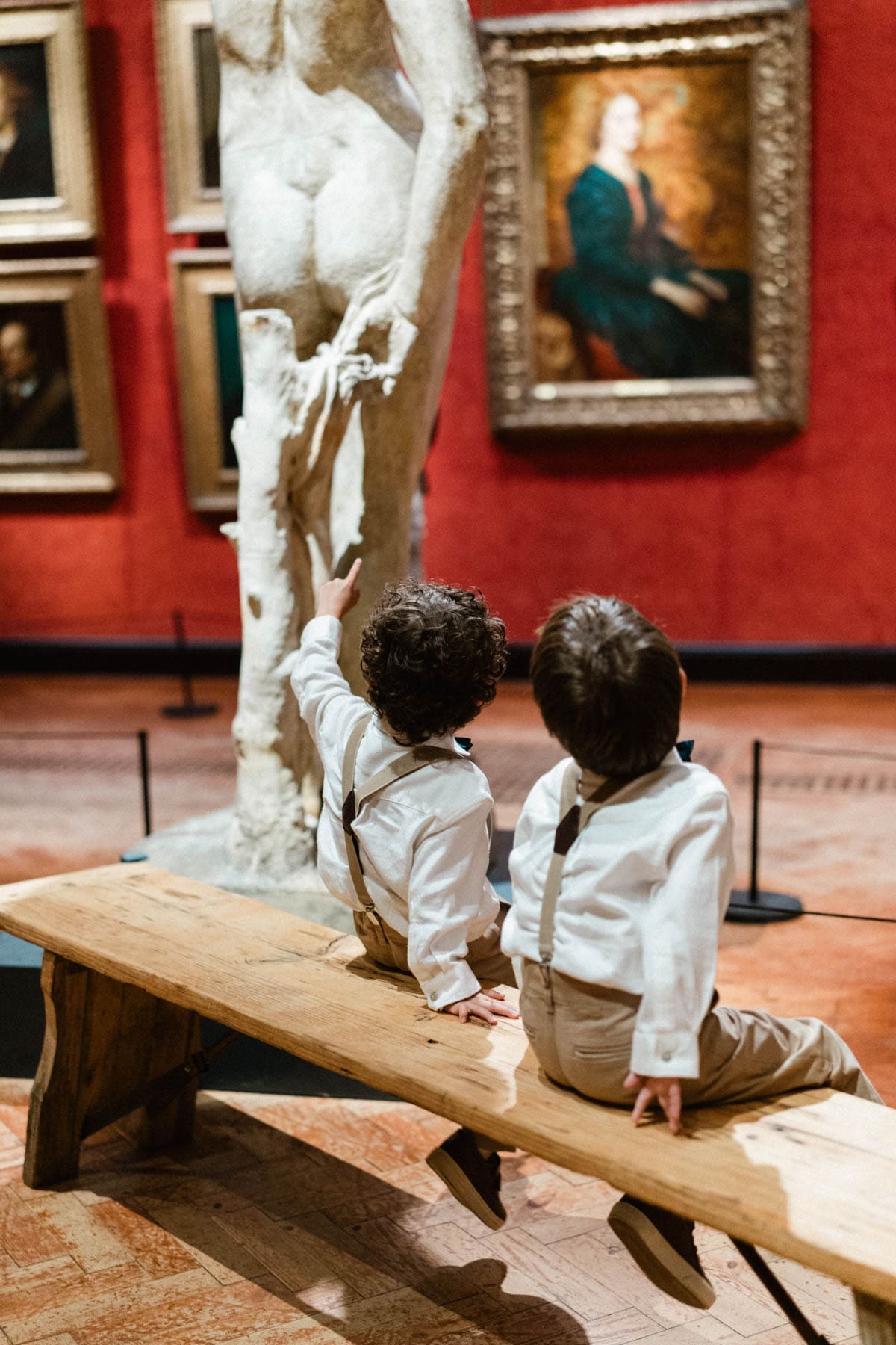 twin boys at art gallery