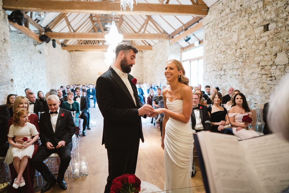 saying "I do" with an exchange of rings