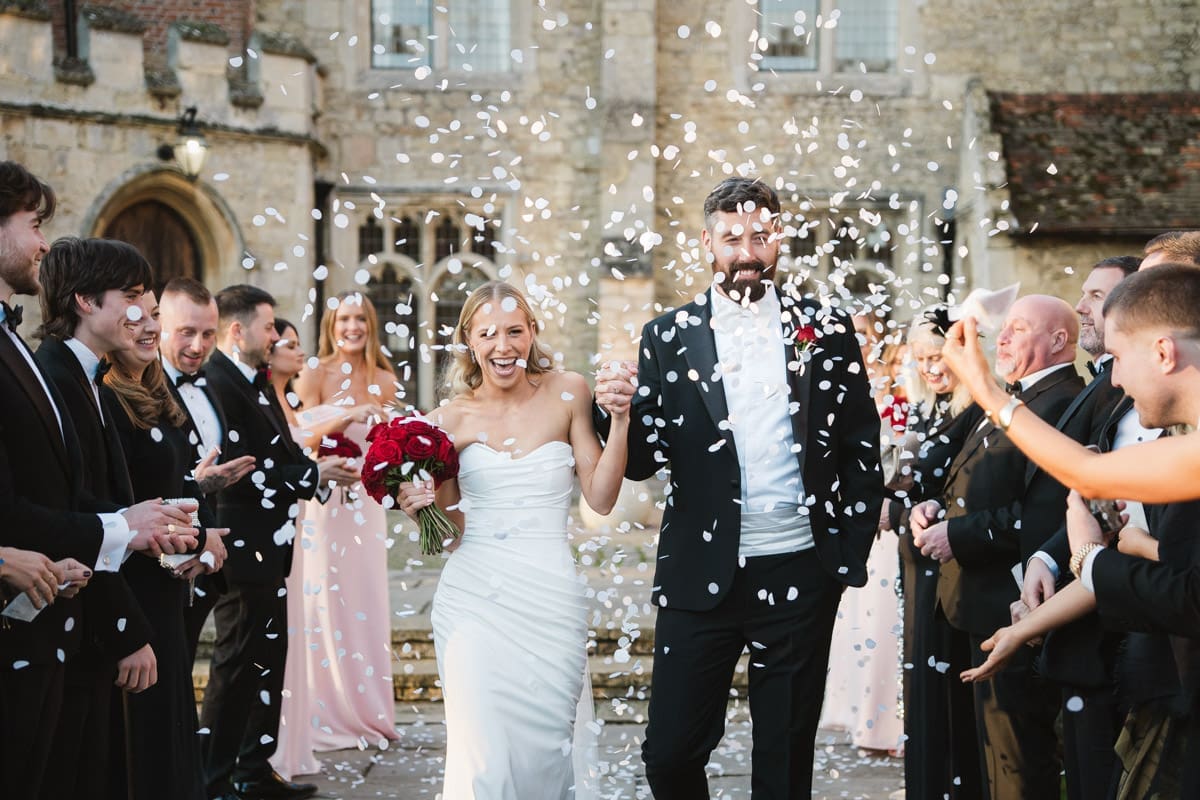 confetti in front of Notley Abbey